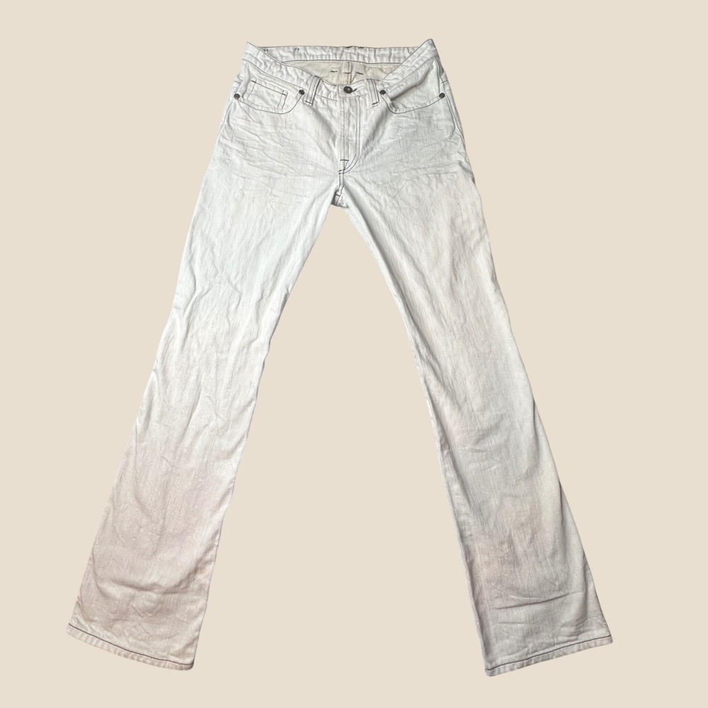 Patrizia Pepe Jeans Mens 46 (30x32) White Denim Flared Contrast Stitch Italy